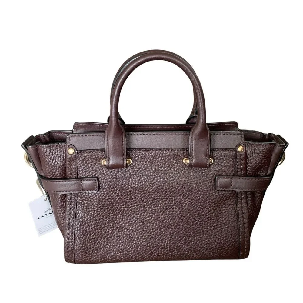 COACH Swagger Carryall 20 Nubuck Pebble Leather  Oxblood Color Gold Hardware NWT